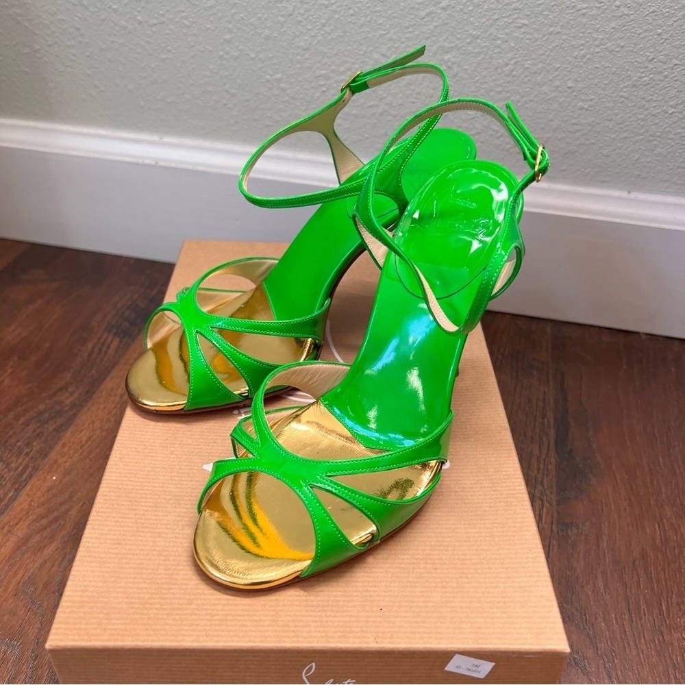 Christian Louboutin Noeudette Heels Fluorescent Green Size 36 Nib